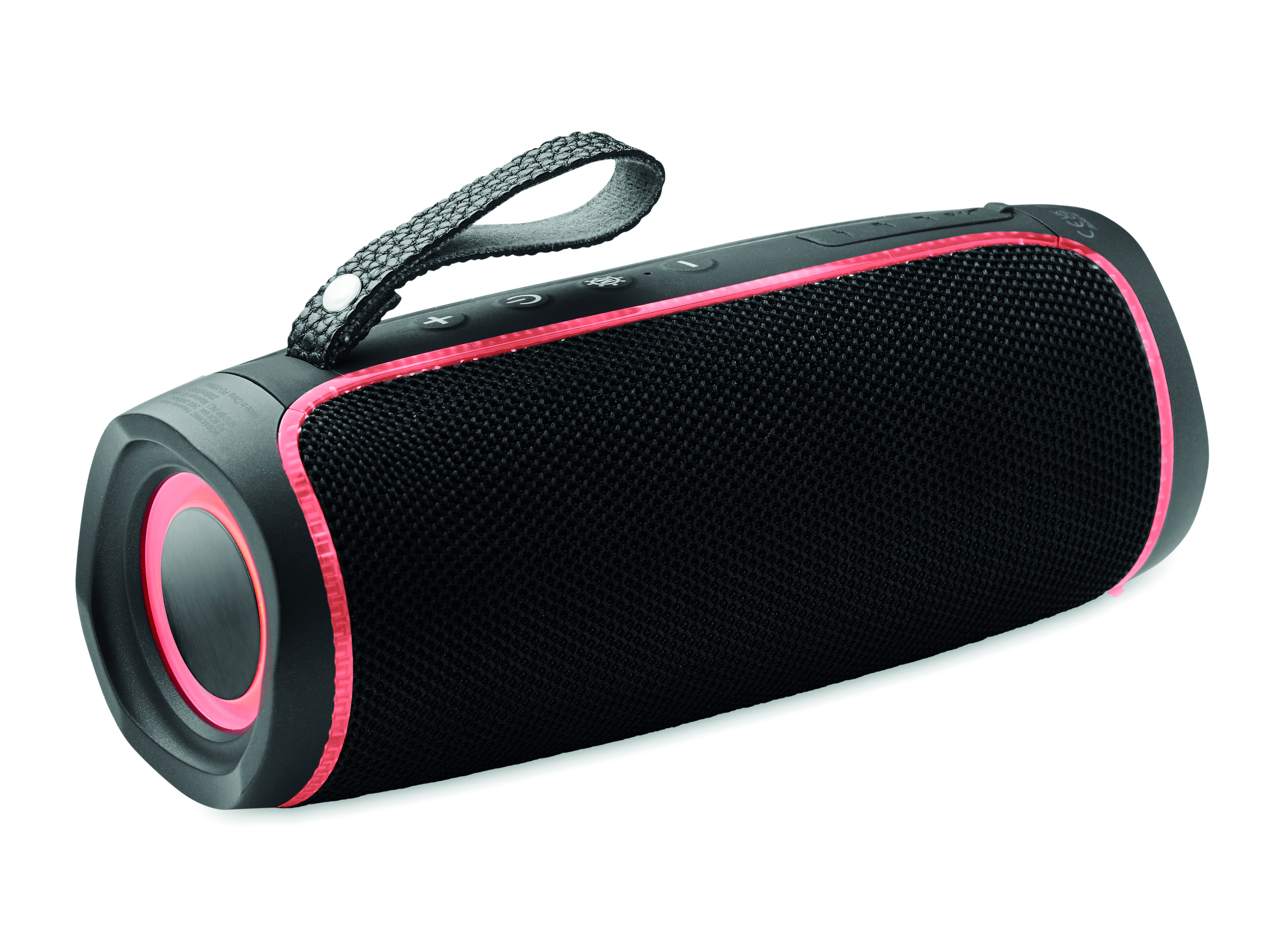 Bluetooth-Lautsprecher, Tragbar, Schwarz, PinkAkzente, Gummiband-Tragegriff