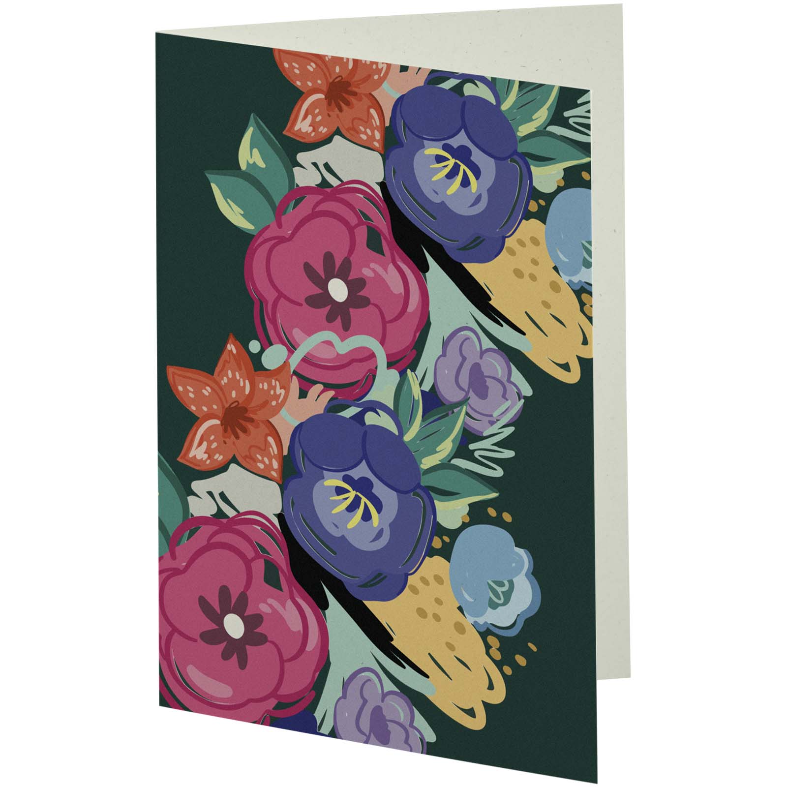 Blumenmuster, Blumenmotiv, Bunter Blumenstrauß, Grüner Hintergrund, Illustration