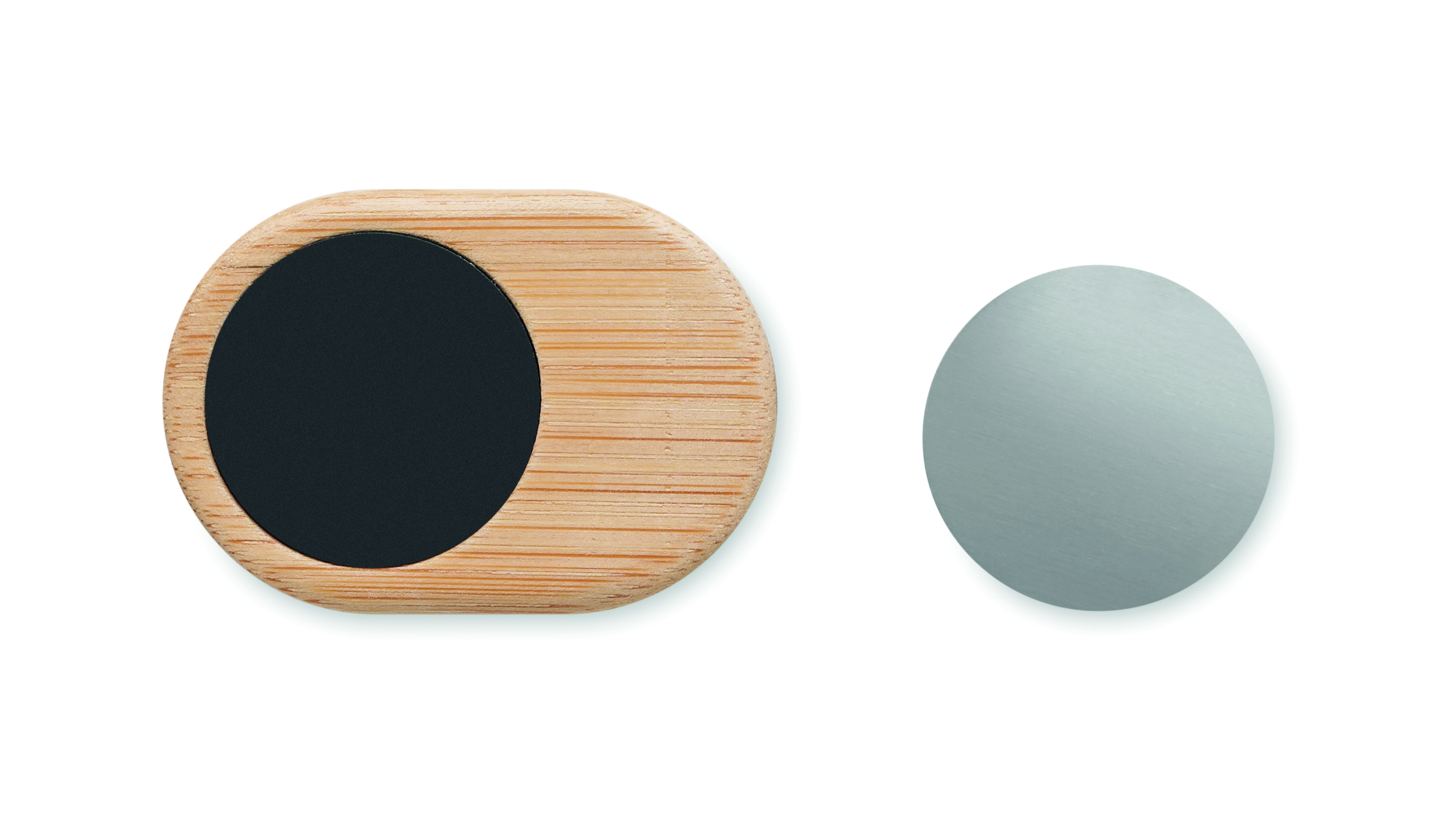 Holzplatte, Schwarz oval, Magnetischer Clip, Holzoptik, Runde Metallplatte