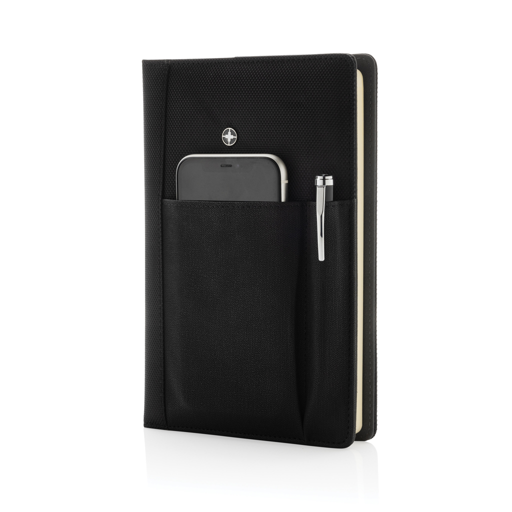 notebook, pocket, stift, telefon, schwarz, notizbuch, hülle, Stifthalter, Kartenfach, schwarz, Organizer, Notebook cover, Phone pocket, Pen holder, Black