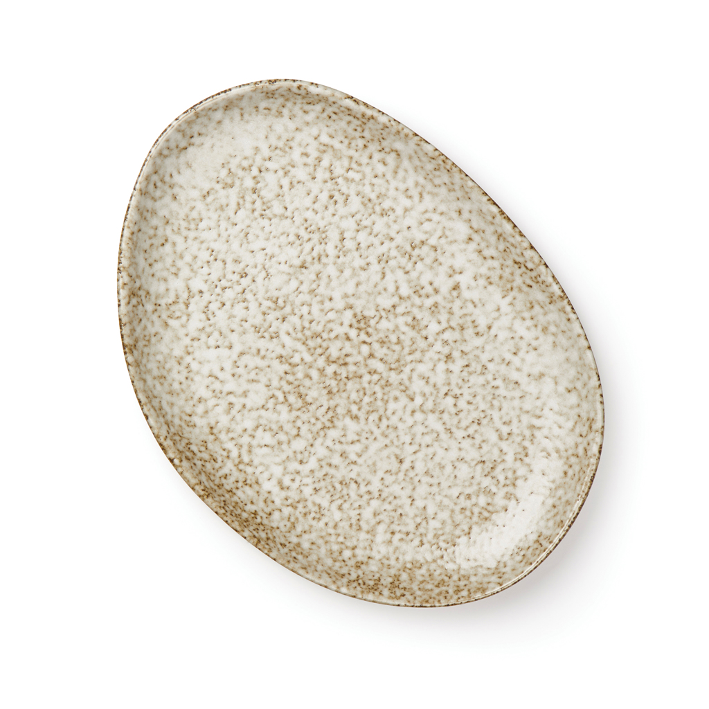Steinzeugteller, Speckled, Teller, Steinoptik, Fliesenoptik, steingut, gesprenkelt, teller, oval, keramik, Steingeschirr, Ovaler Teller, Beige Fleckendesign, Porzellan, Teller ovale