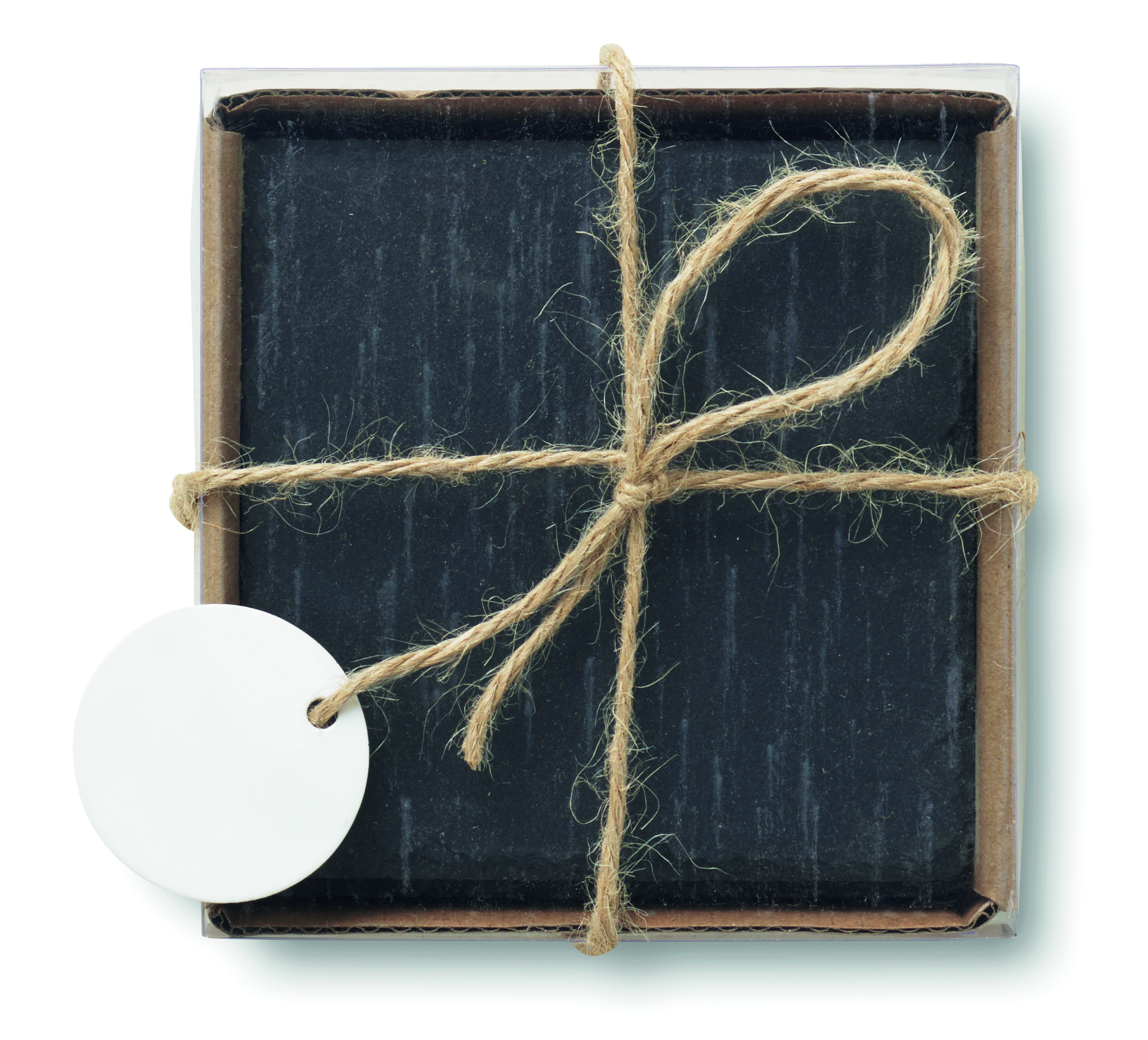 Geschenkverpackung, Kartonbox, Jute, Schwarz, Kordel
