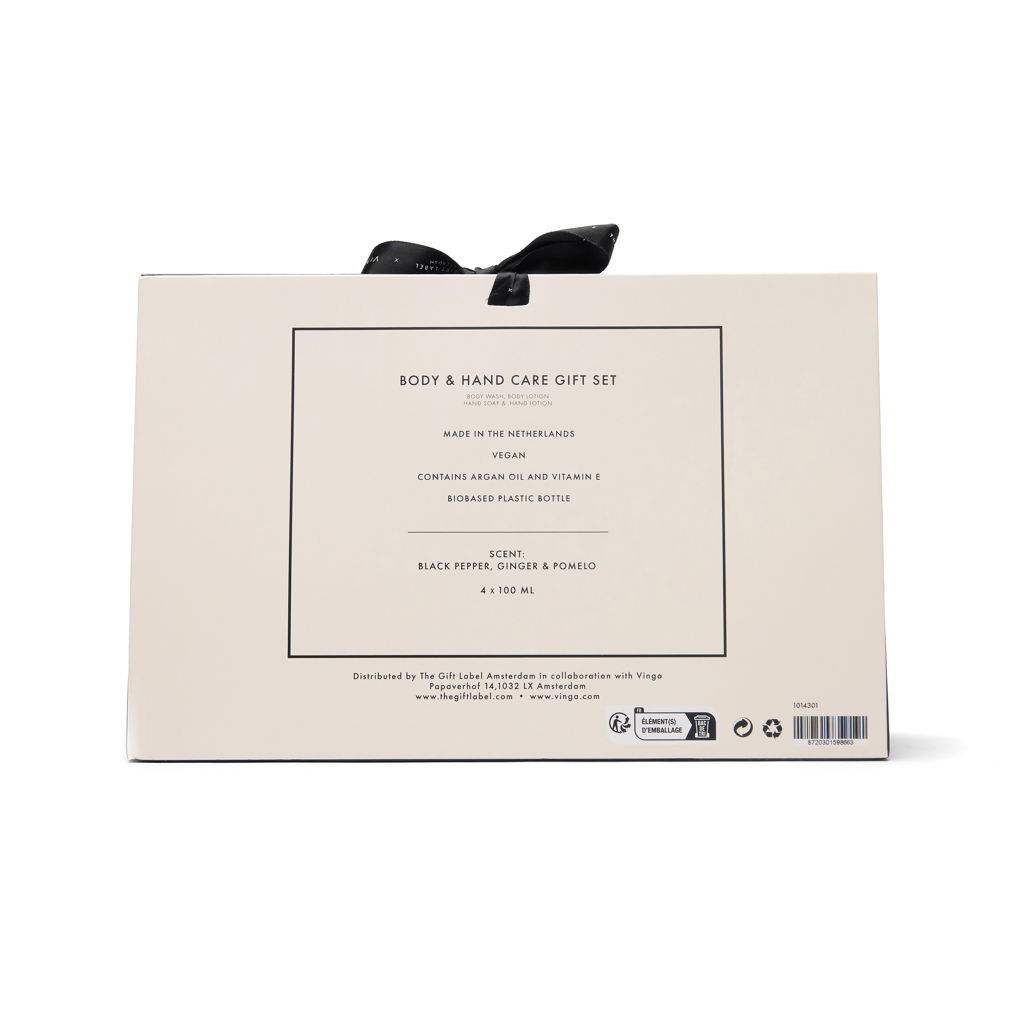 Bodypflege-Set, Geschenkset, Boxverpackung, Beige Box, Satinband-Griff, Bodypflege Set, Handpflege, Geschenkset, Verpackung, vegan, Geschenkset, Körperpflege, Handpflege, vegan, Hergestellt in den Niederlanden