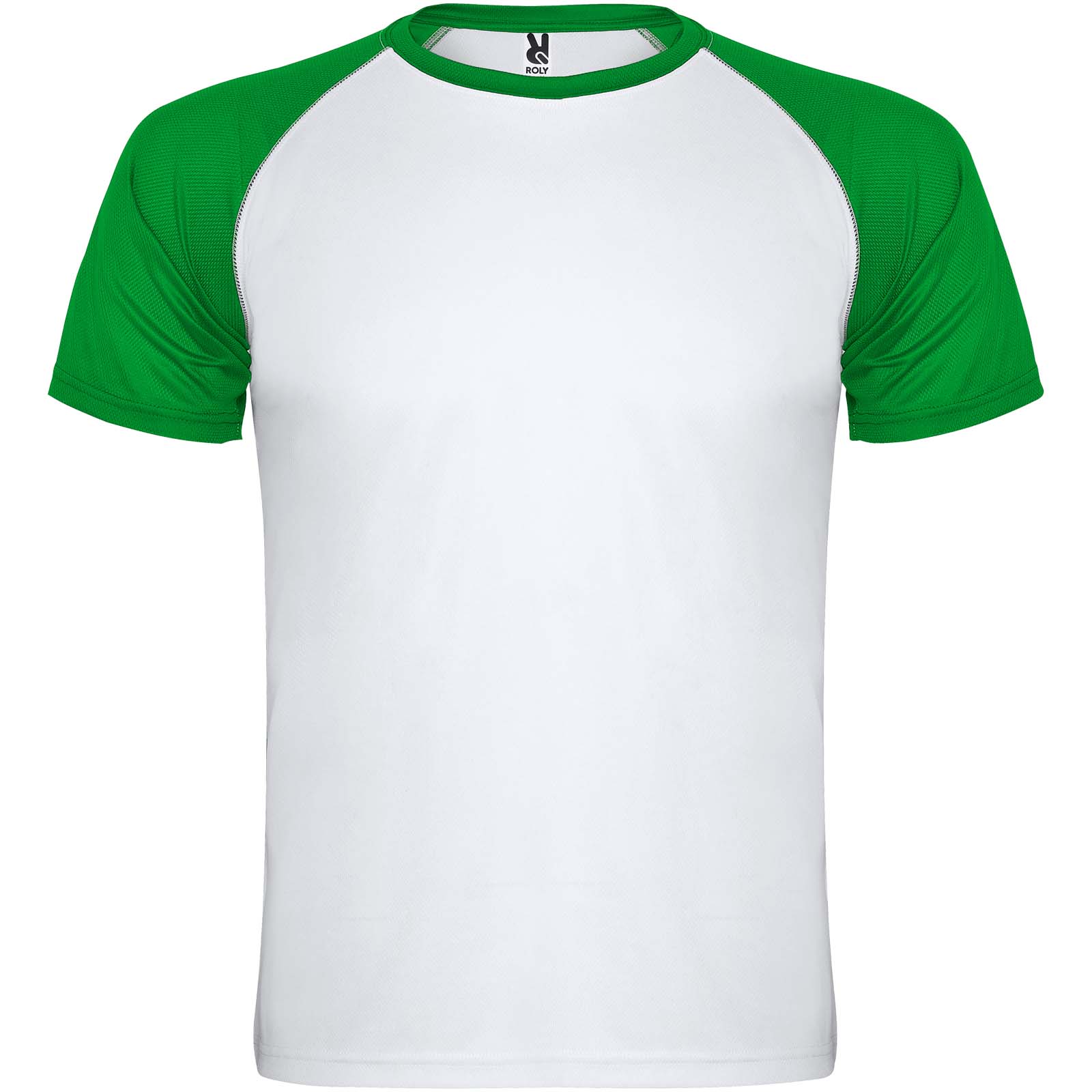 T-Shirt, Weißer Körper, Grüne Ärmel, Raglan, Rundhals, T-Shirt, Raglan-Schnitt, Kurzarm, Grün, Weiß, T-Shirt, Raglan, Grün, Kurzärmlig, Weiß, T-Shirt, Raglan, Kurzarm, weiß, grün