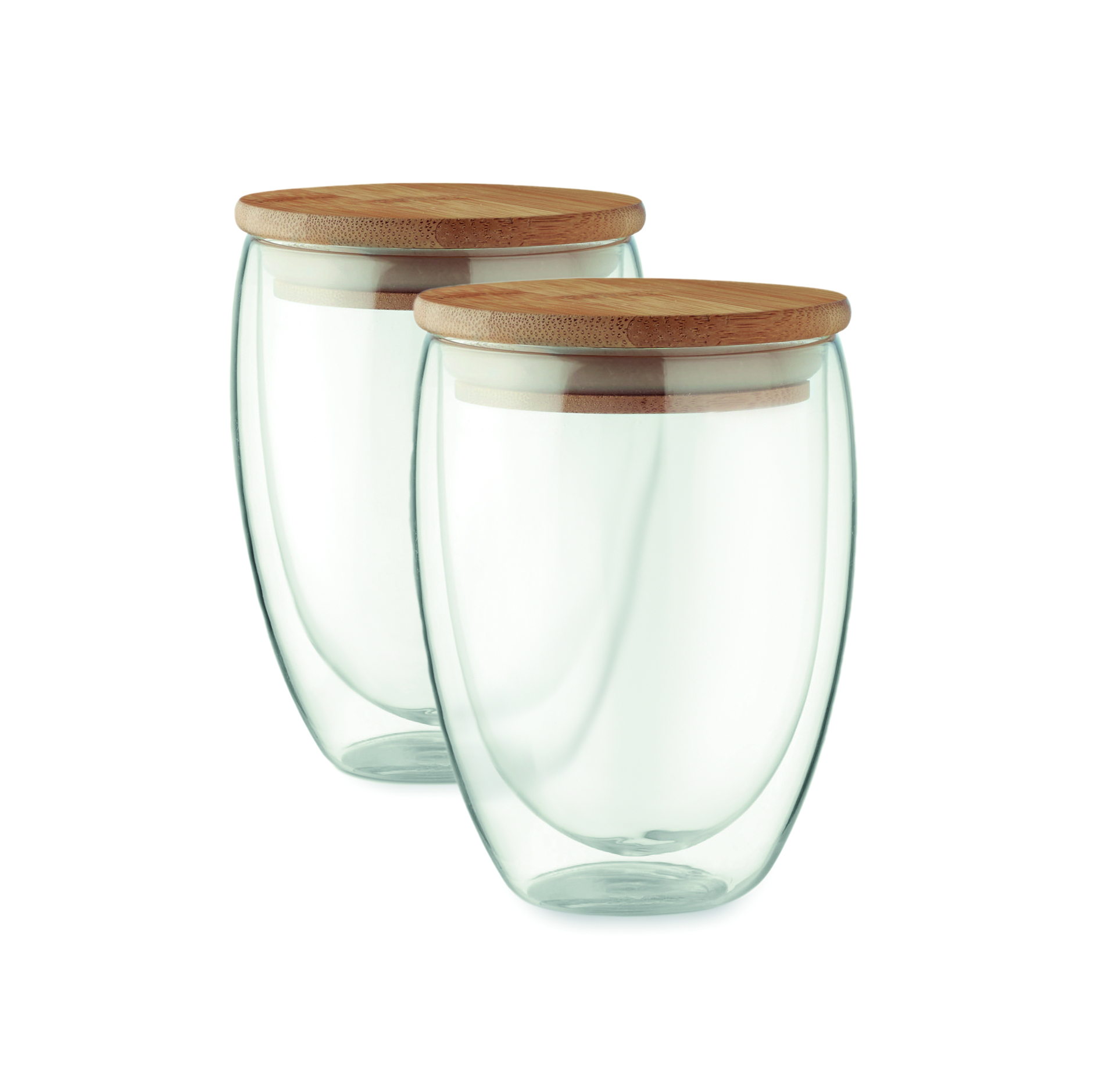 Glasbehälter, Aufbewahrungsglas, Holzdeckel, Transparentes Glas, Set aus zwei Gläsern