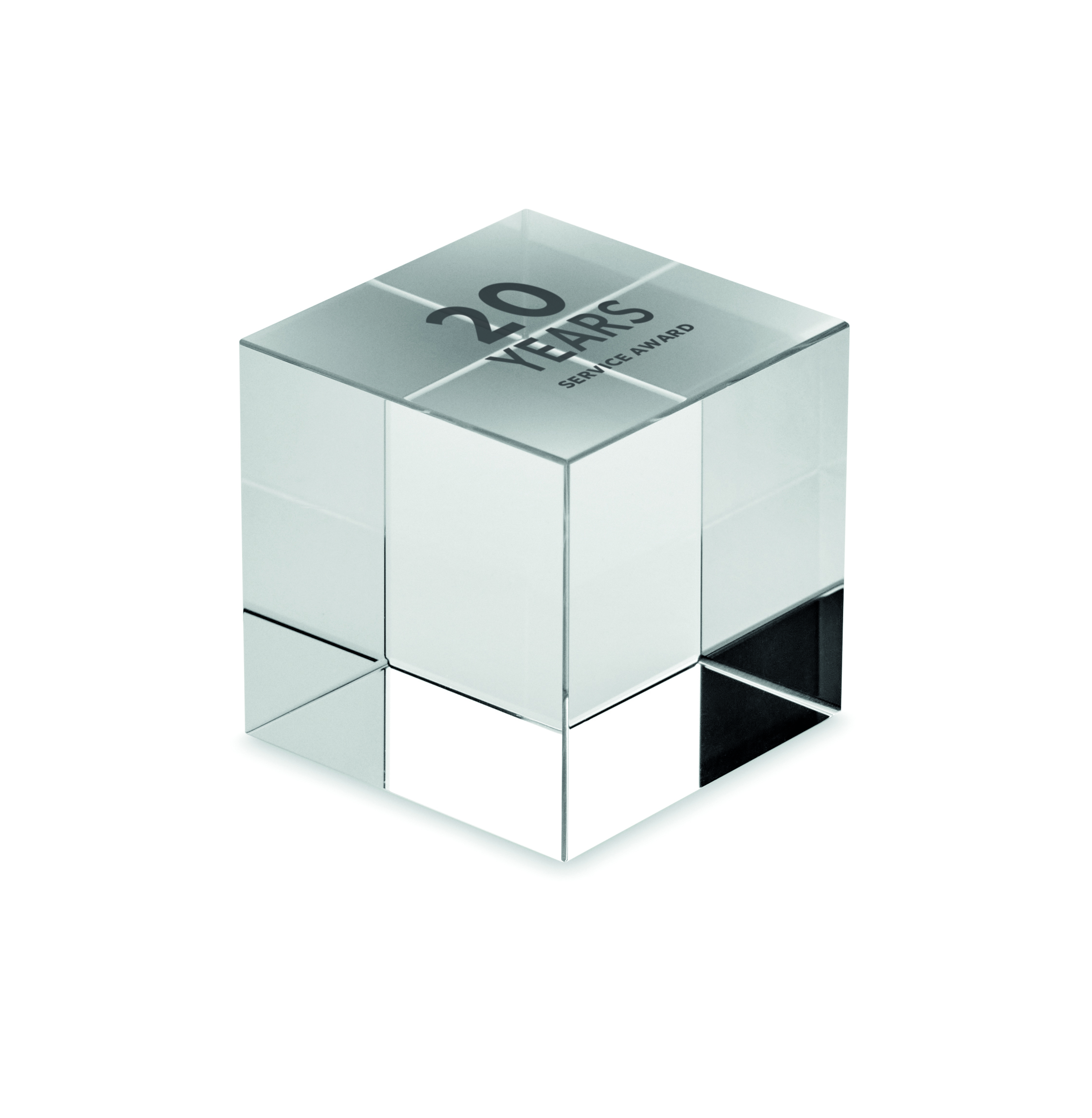 glänzender Würfel, Kristallblock, Silberner Würfel, Spiegelwürfel, 20 Jahre Auszeichnung, Würfel, Kristall, Auszeichnung, 20 Jahre, Glas, klarer würfel, glaswürfel, spiegelwürfel, 20 jahre auszeichnung, auszeichnungszeichen