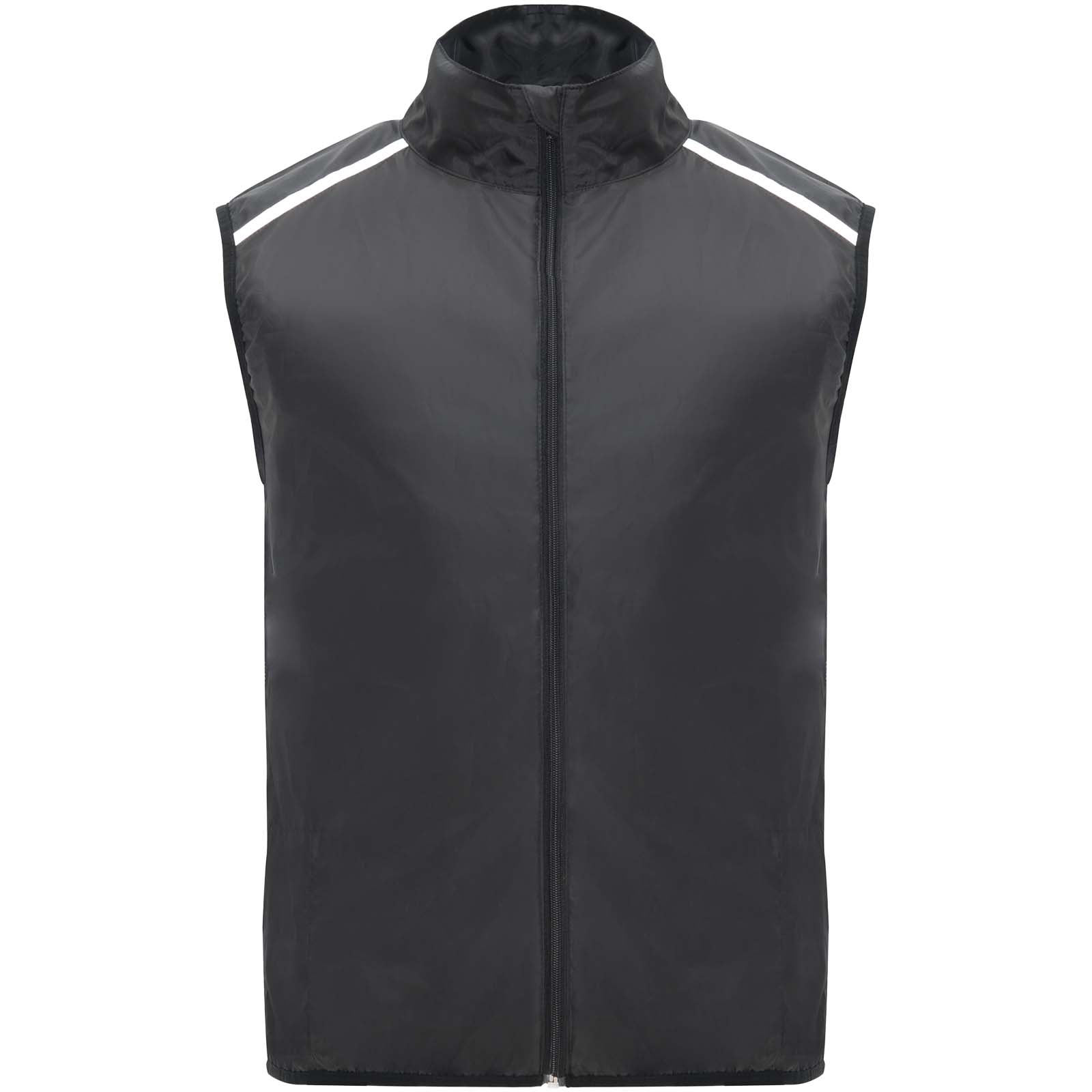 Weste, Windbreaker, Reißverschluss, Reflektionsstreifen, Grau, Weste, Regenweste, Gesteppte Weste, Reflektierende Streifen, Schnittloser Reißverschluss, Weste, Regenweste, Grau, Stehkragen, Reflektionsstreifen