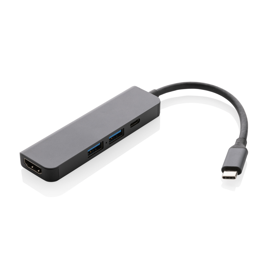 Elektronik, Hardware, Adapter, Nabe,  USB-C hub, HDMI port, USB 3.0, USB-C, adapter, HDMI-Adapter, USB-C-Hub, Multiport, Aluminium, Grau, USB-C Hub, HDMI-Adapter, USB 3.0 Ports, Aluminiumgehäuse, Grau