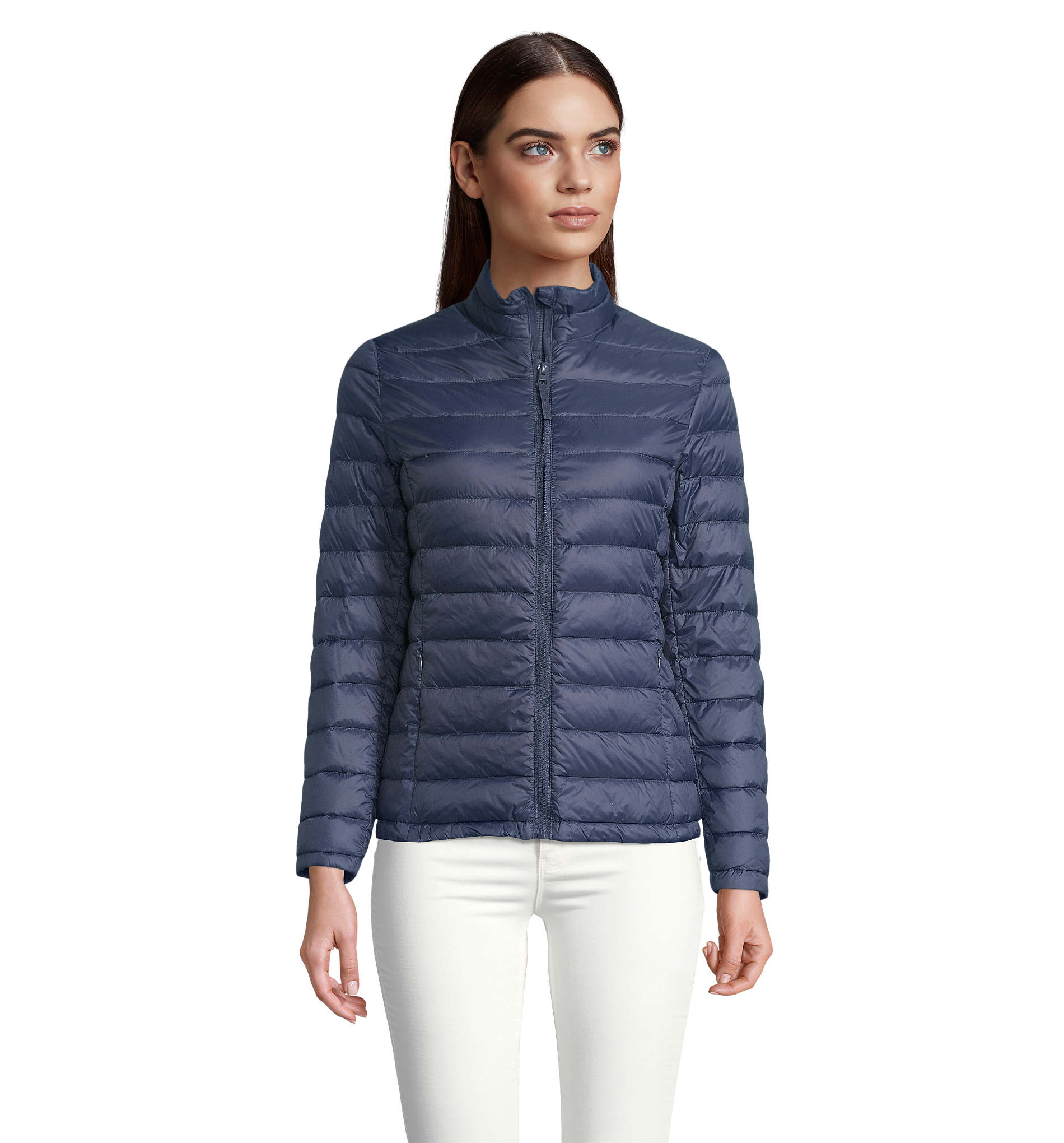 Damenjacke, Daunenjacke, Pufferjacke, Navy, Reißverschluss, Jacke, Daunenjacke, Stehkragen, Reißverschluss, Navy, Pufferjacke, gestepptes Jacket, blaue Farbe, Alltagsschutz, outerwear aus Daunen, Damenjacke, Pufferjacke, Zipjacke, Strickfrei, NavyBlau
