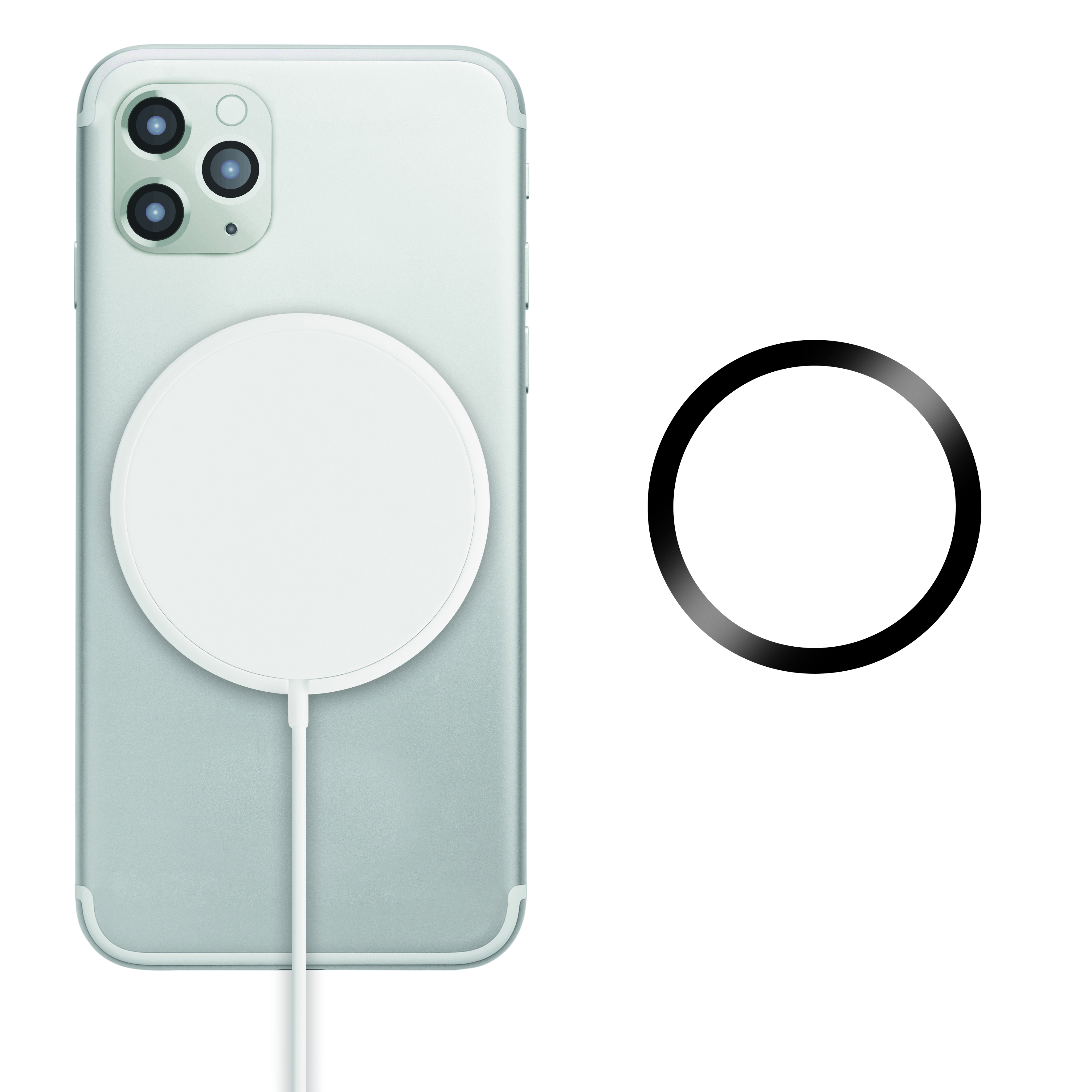 smartphone, kabelloses ladegerät, magnetischer ring, iPhone kompatibel, runder pad