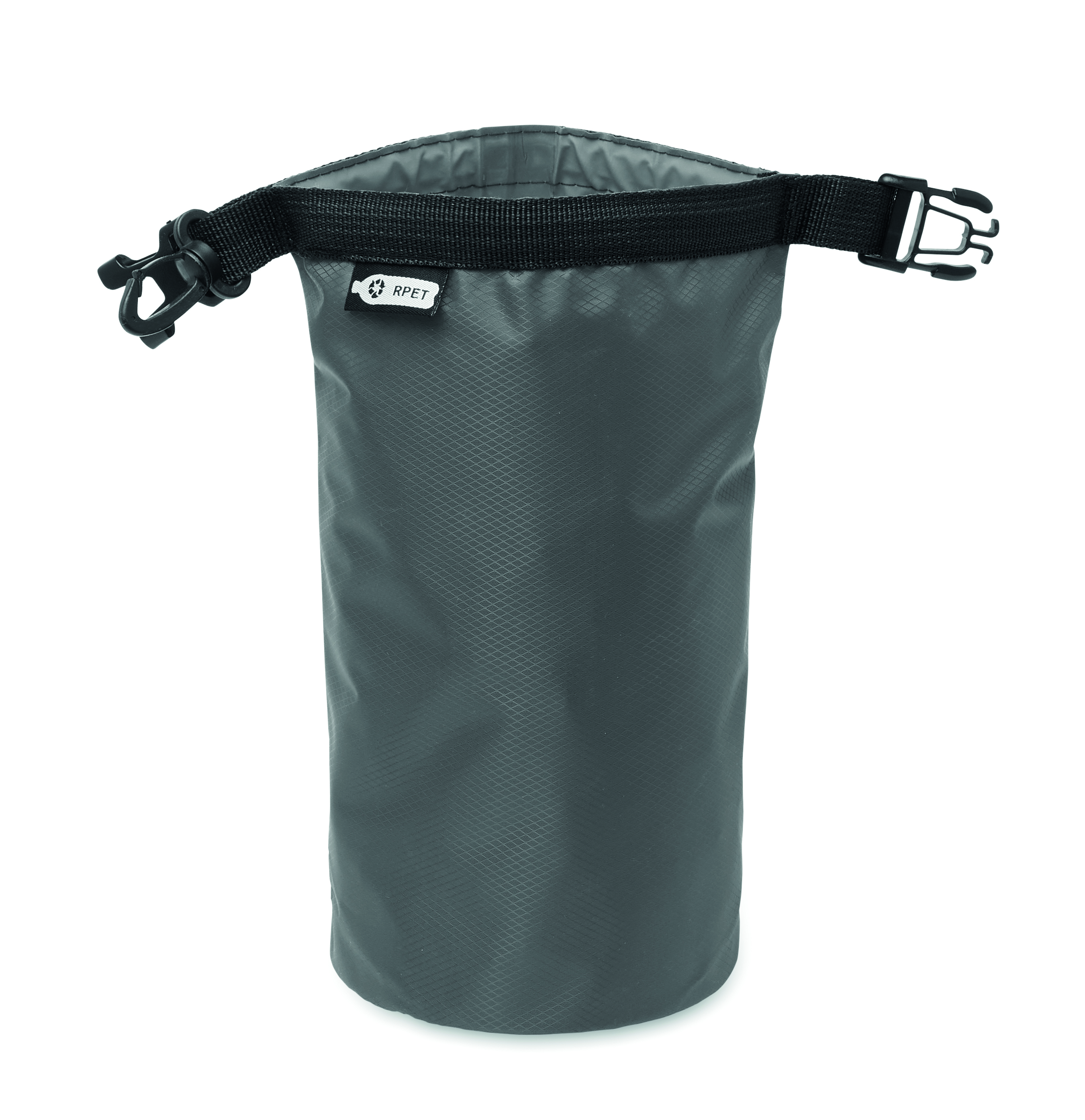 Tasche, Beutel, Riemen, Wasserdicht, Kordelzug, Dry bag, Waterproof pouch, Gurtschnalle, Rolltop, RPET-Label, Sack, Dry bag, Cord lock, Waterproof, Gray