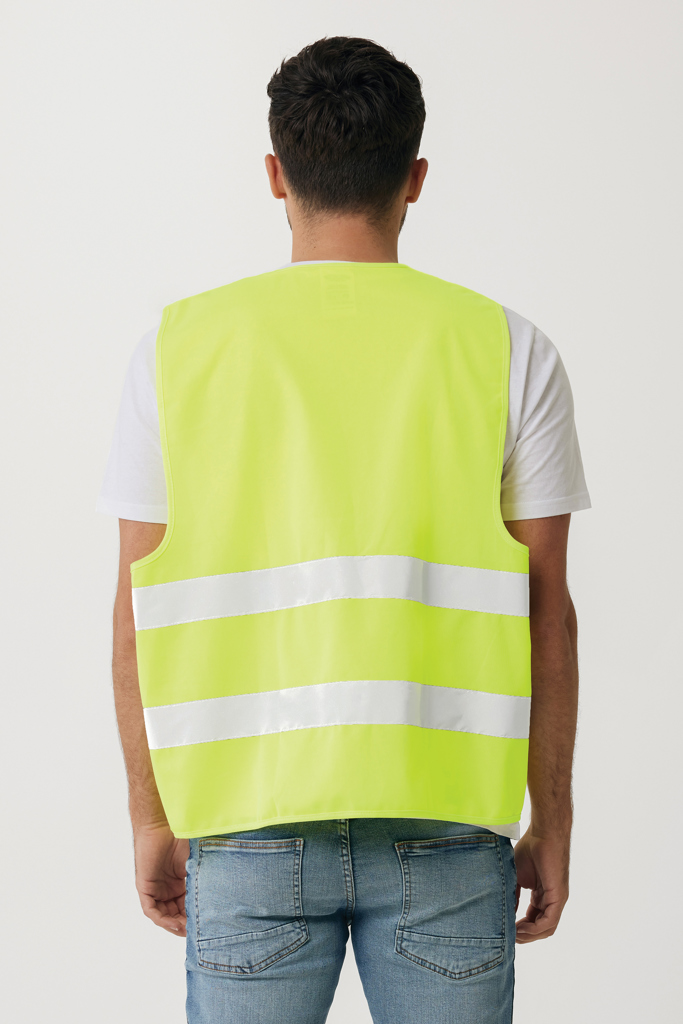 Bekleidung, Weste, Person, Jeans, Hosen, hochsichtbar, Weste, Neon, reflektierende Streifen, Sicherheitsweste, High-visibility vest, Hi-vis, Neon yellow, Reflective stripes, Sleeveless vest, high-visibility, vest, reflective-stripe, back, neon-yellow