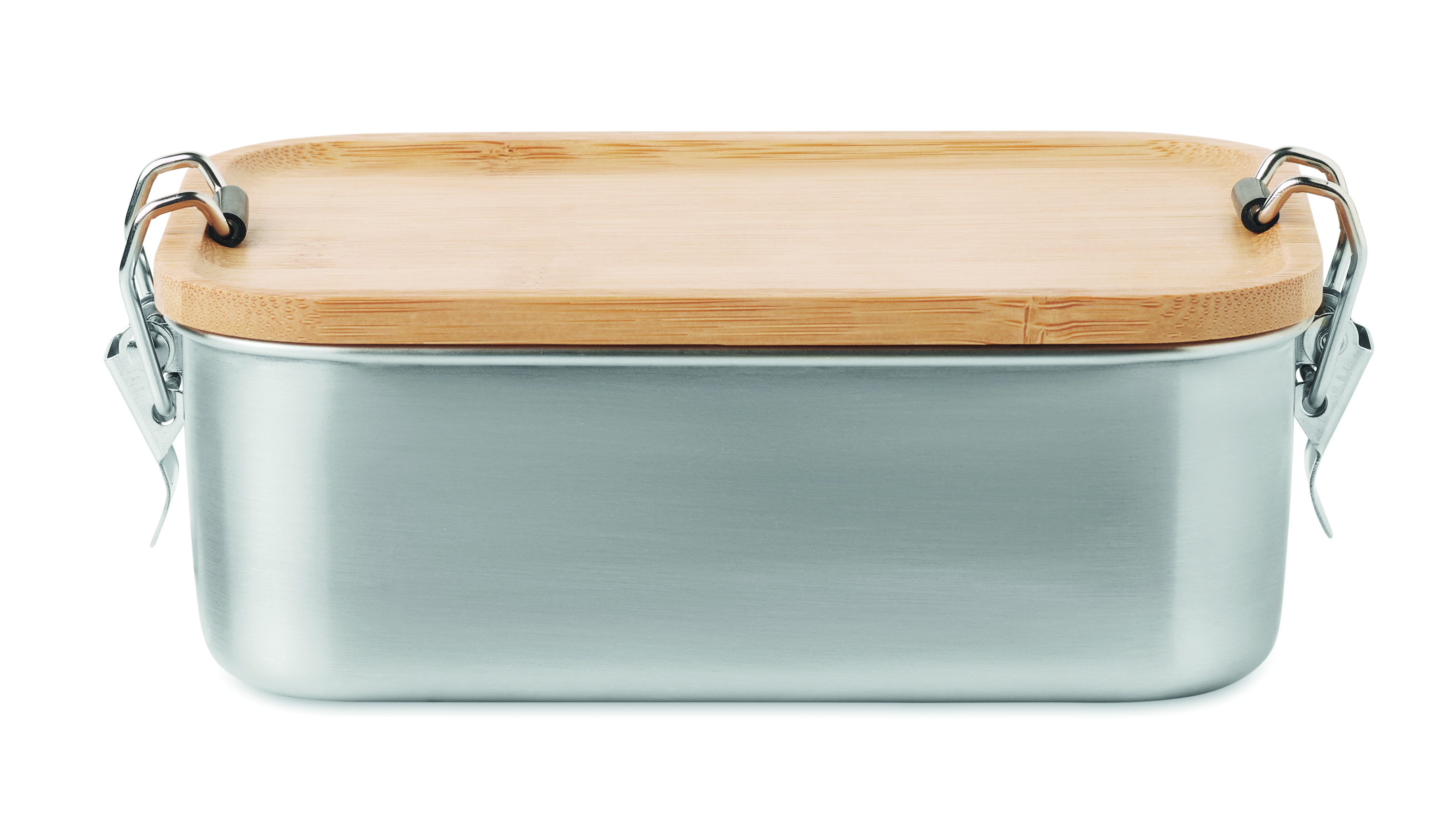 Lunchbox, Edelstahl, Bambusdeckel, Sicherheitsverschluss, Metallbehälter