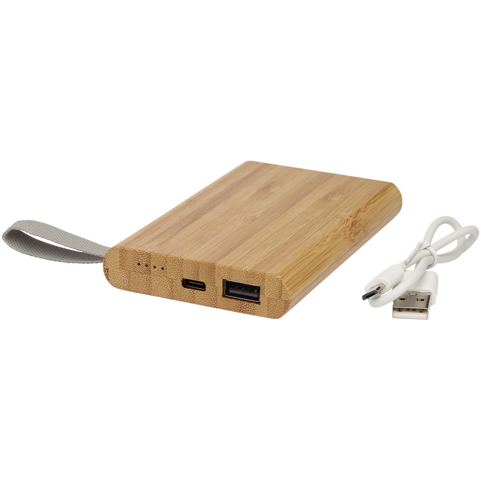 Holzbattery, Powerbank, USB-C, USB-A, Tragelasche