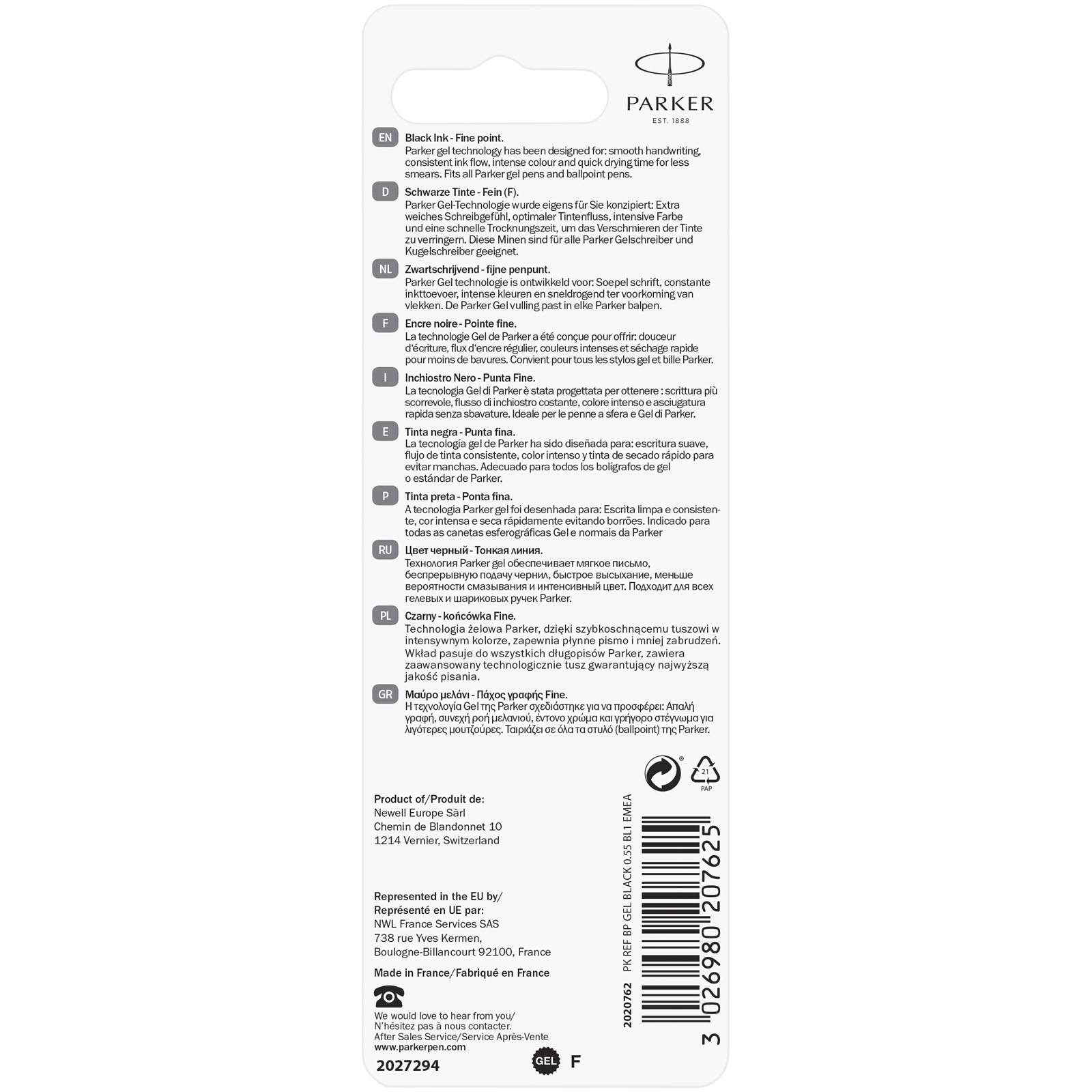 gelstift, schwarze-tinte, feiner-spitzen, Parker, verpackungsetikett