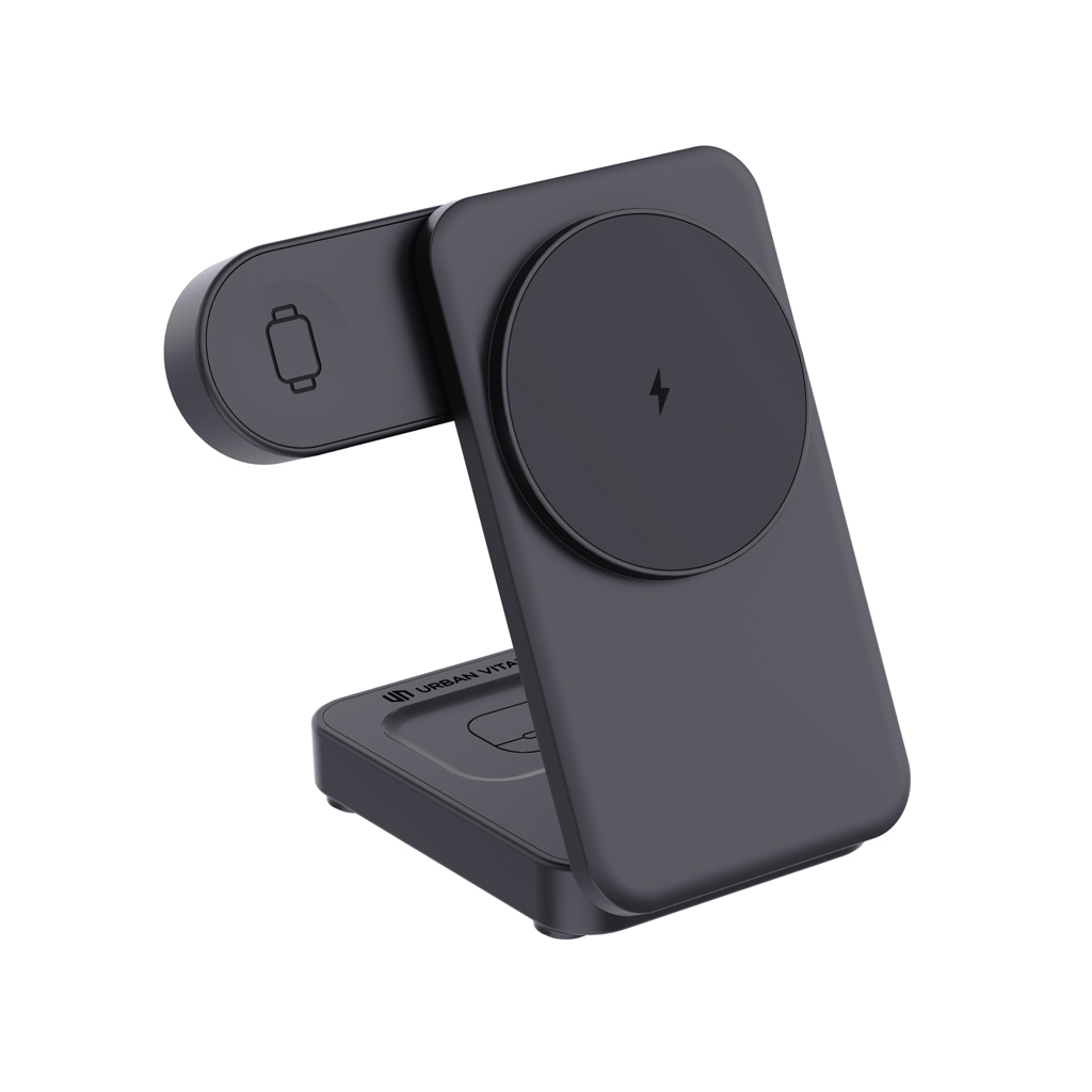 Elektrisches Gerät, Mikrophon, Elektronik, Telefon, Wireless charger, Phone stand, Docking station, Magnetic mount, Dark gray, Wireless-Ladegerät, Telefonhalter, Magnetischer Halter, Qi-Ladegerät, Klappbasis