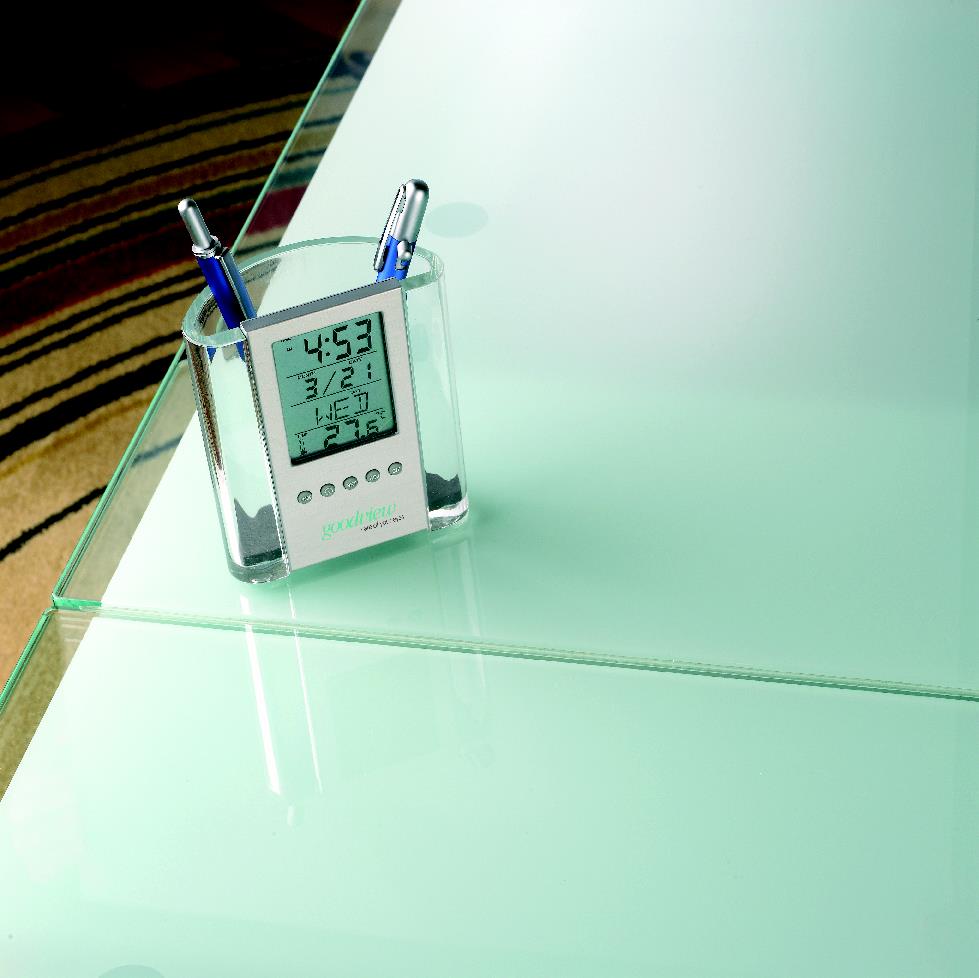 Digitaler Timer, Elektronischer Kalender, Pultclock, Büro Gadget, Pen-halter, Digitaluhr, Tischuhr, Timer, Stifte, Glasoberfläche, Tischuhr, Digitaluhr, Tischdeko, Schreibtischuhr, Pensetui, digital thermometer, lcd display, Pen holder, Stift, Glas-Tisch