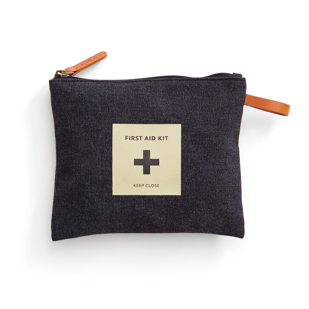 Erste Hilfe, Beutel, Kosmetiktasche, Erste-Hilfe-Set, Denim, Reißverschluss, First aid kit, Pouch, Denim, Reißverschluss, Ledergriff, Tasche, Erste Hilfe Kit, Denim, Dunkelblau, Reißverschlusstasche