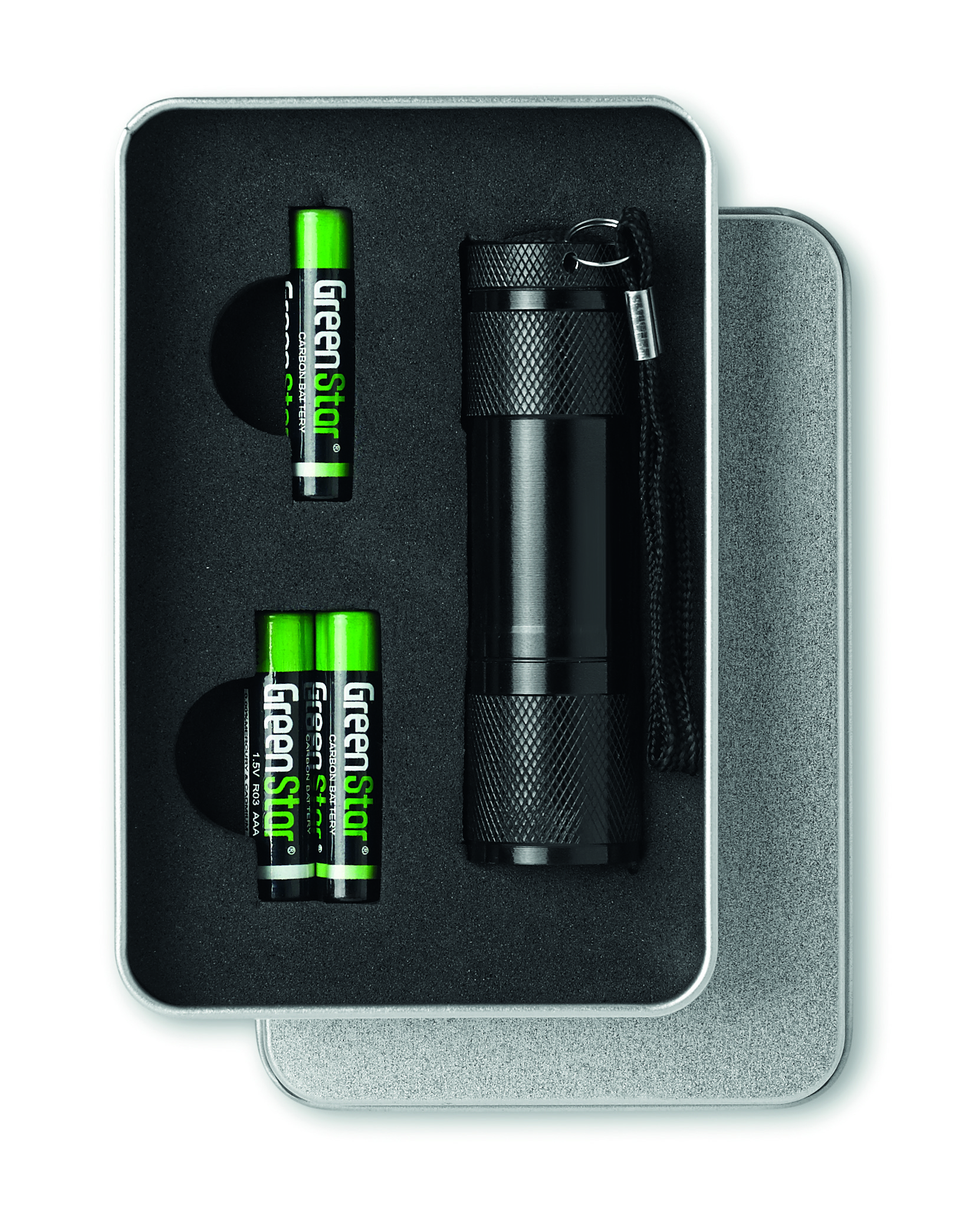 Taschenlampe, Batterien, LED, Kompaktset, Lichtspender, Taschenlampe, Batterien, LED, Taschenlampe knopf, Gehäuse metal, LED-Torch, Taschenlampe, Batterien, Aluminiumkassette, Kité, Taschenlampe, LED, Batterie, Schwarz, Grünes Licht