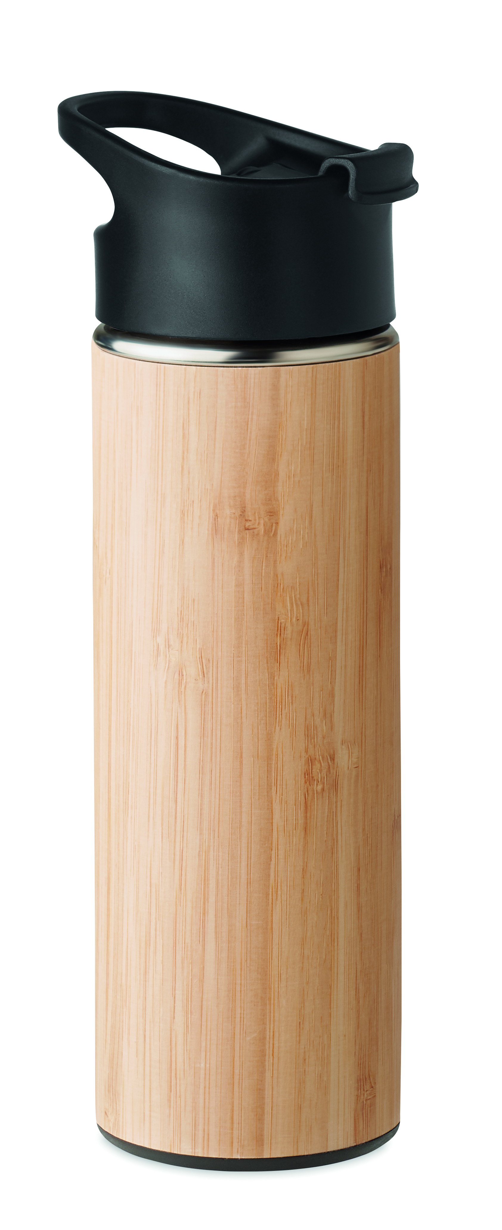 Thermoflasche, Trinkflasche, Holzoptik, Bamboo, Druckverschluss