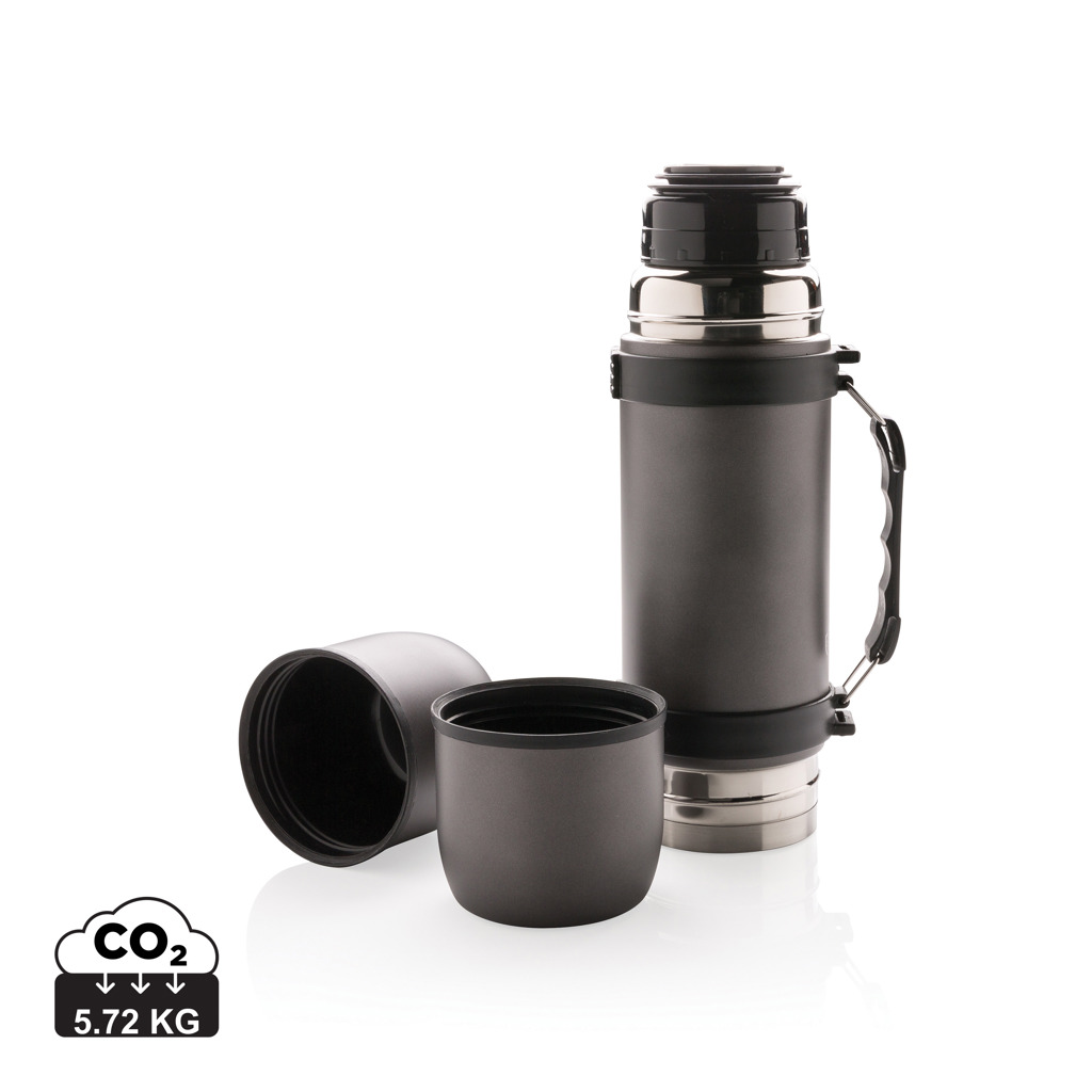 Thermos, Vakuum, Stahl, Schwarz, Deckel, Thermos, Edelstahl, isolierte Flasche, Vakuum-Thermos, Tragegriff, Thermos, Edelstahl, Isolierte, Flasche, Kaffee-/Trinkflasche, thermos, vacuum flask, stahl, schwarz, becher