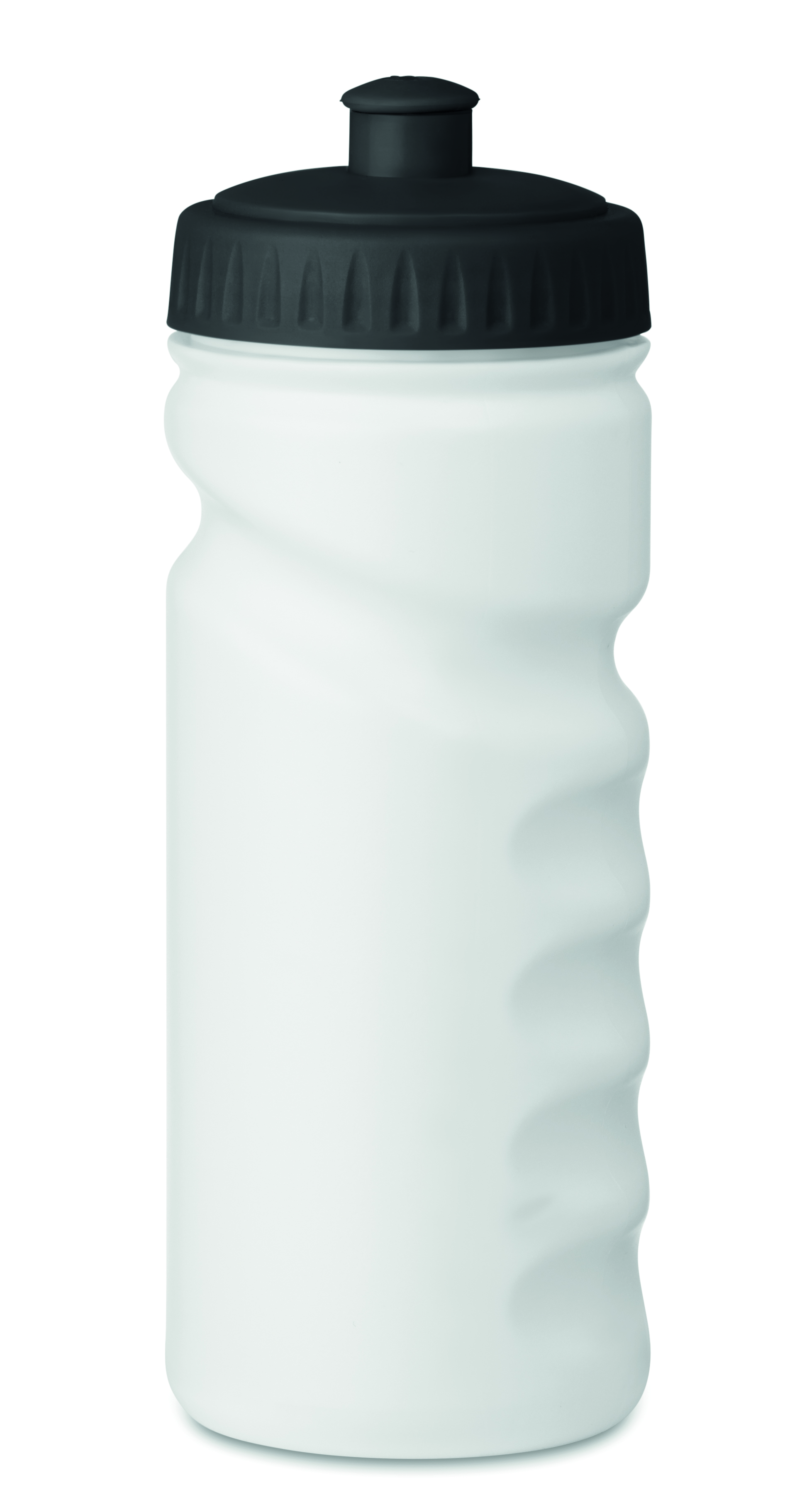 Flasche, Wasserflasche, Sportflasche, Schraubverschluss, Weiß, Trinkflasche, Wasserflasche, Kunststoff, Schwarzdeckel, gezackt