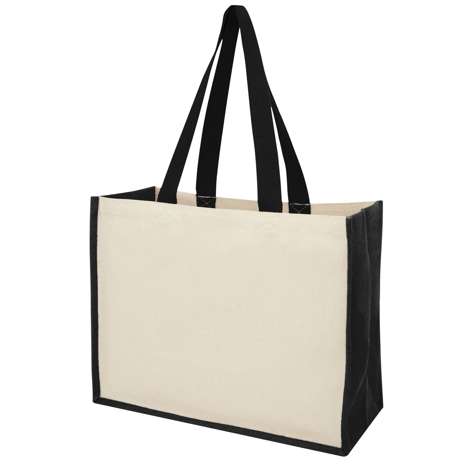 Tasche, Jutetasche, Tragetasche, Baumwolltasche, Schultertasche, Tote-Bag, Canvas, Beutel, Schwarz, Tragegurte