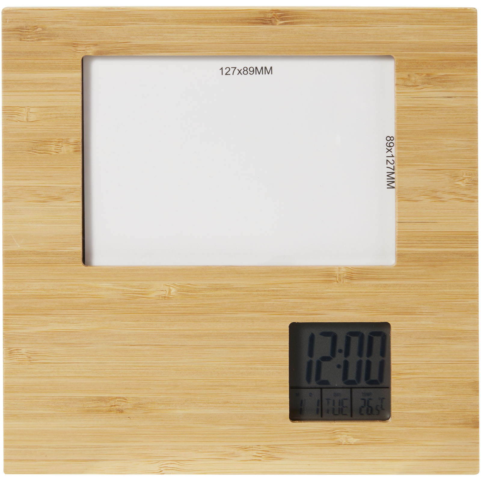 Schwimmholz, Bambus, Uhr, Digitalanzeige, Thermo-/Feuchtigkeitsanzeige