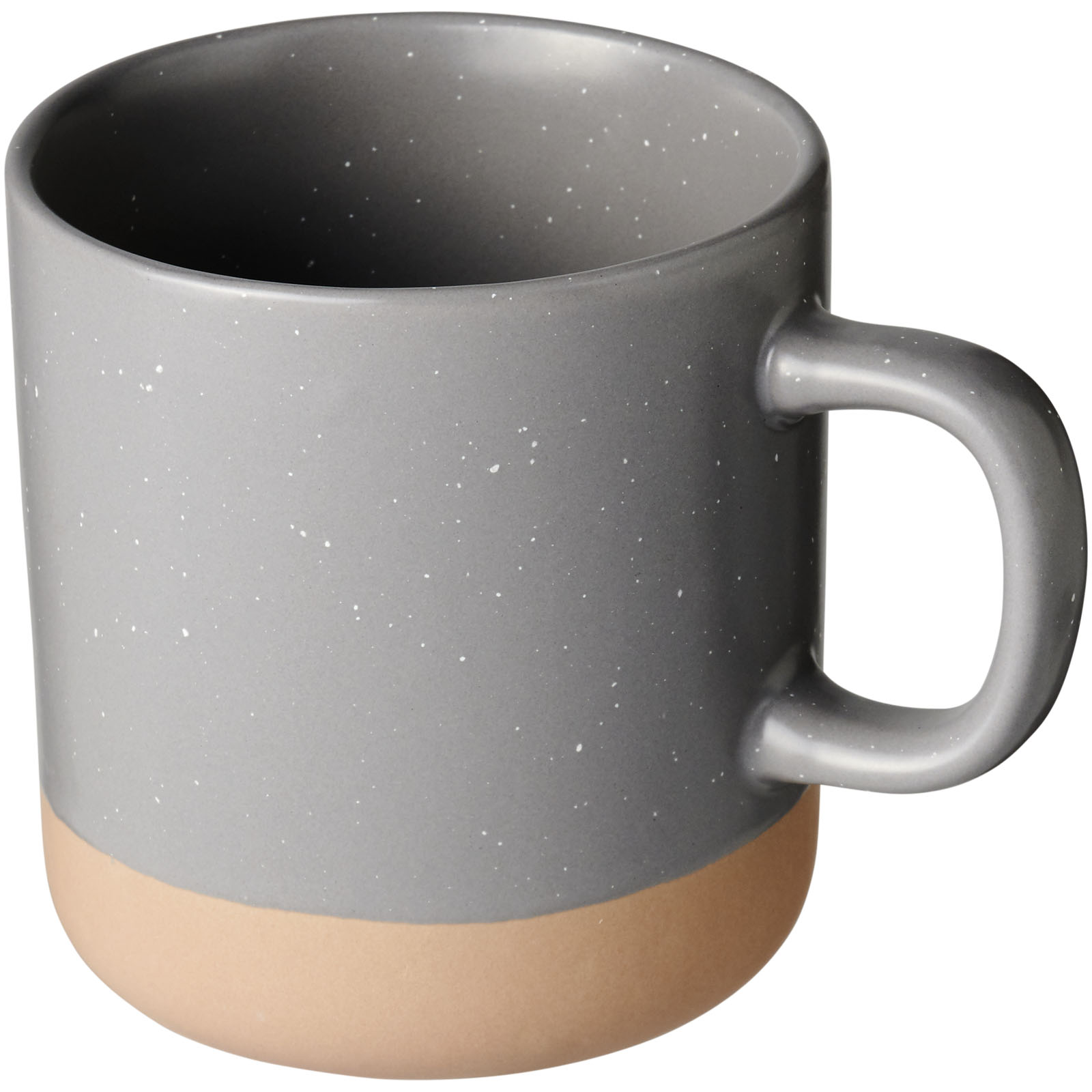 Becher, Keramik, Graue Farbe, Spitzboden-Design, Große Henkel, Becher, Tasse, Keramik, Graugrün, Speckle-Design, Becher, Tasse, Keramik, grau, gestreift