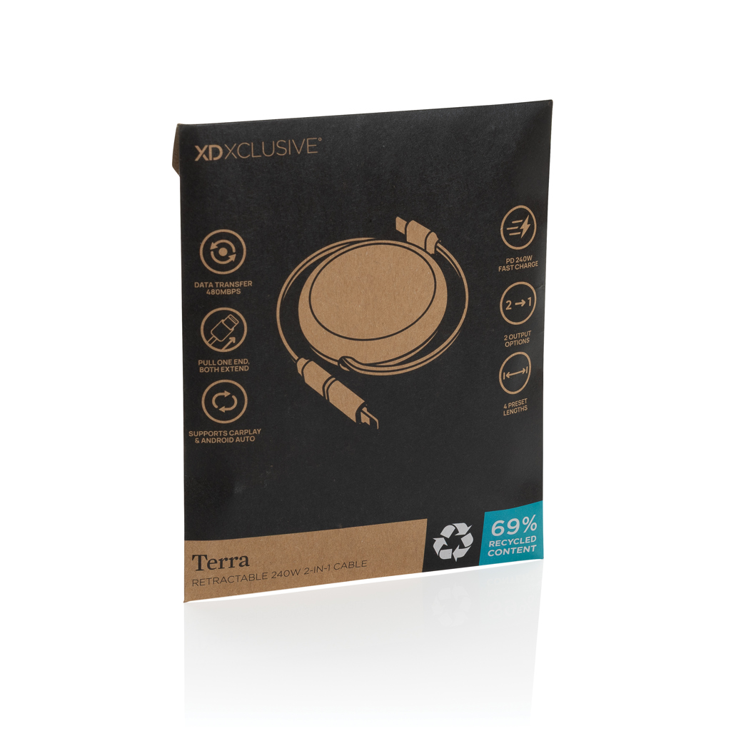 Gesicht, Kopf, Person, Kabel, Reißbar, 2-in-1, USB-C, zertifiziert, Kabel, USB, 2-in-1, ausziehbar, Terra, Kabel, Rechtwinkel, Schwarz, Verpackung, Recyclinganteil 69%