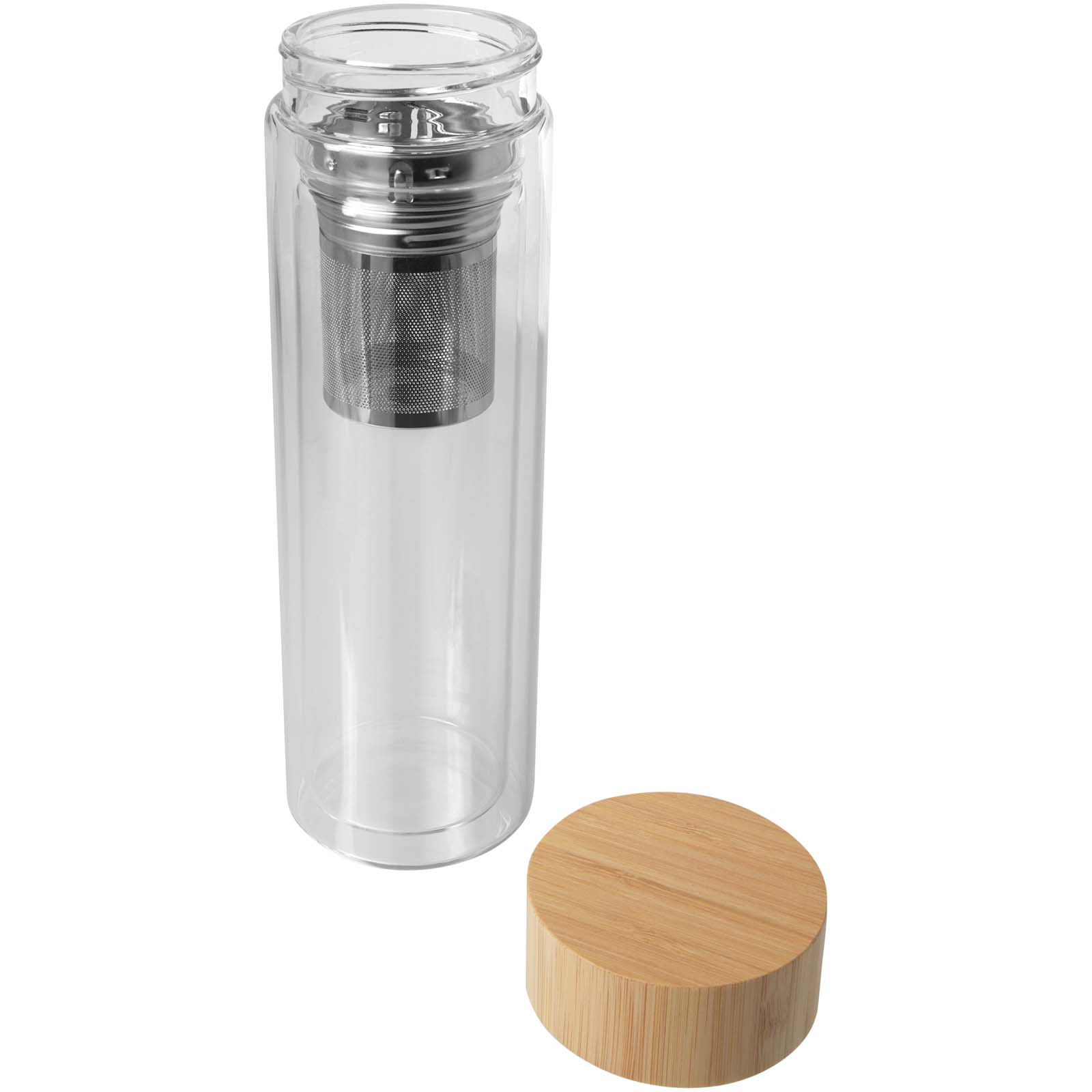 Glasbehälter, Infuser, Teebereiter, Bambusdeckel, Kaffeewassertee-Filter