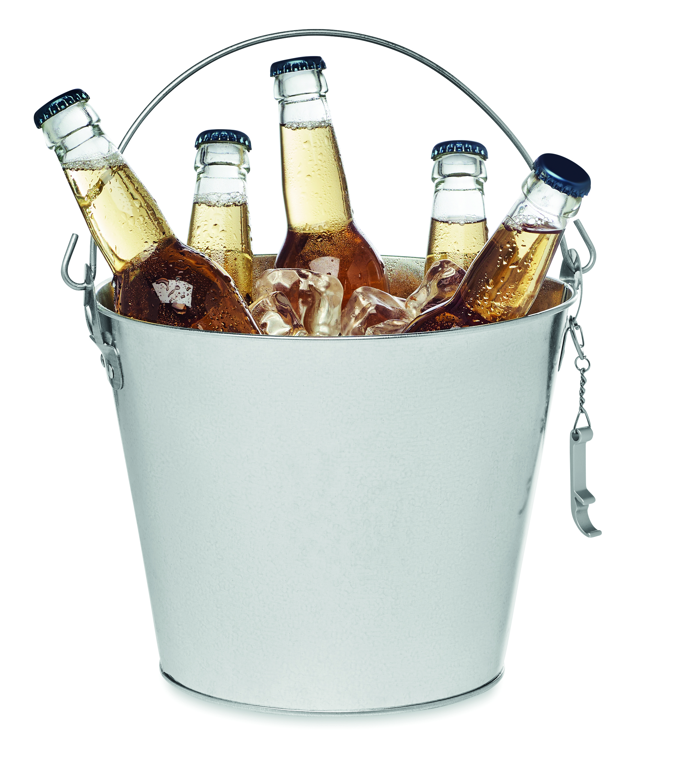 Eimer, Eis, Flaschen, Bier, Kühlung