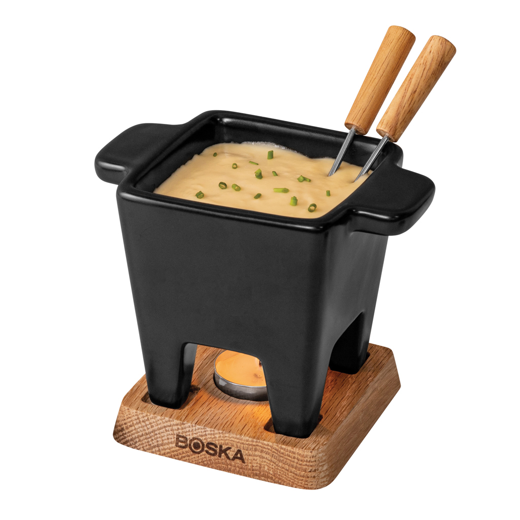 Fondue-Topf, Mini-Fondue, Ofen-freies Käsefondue, Schwenkspieße, Holzunterlage, Fondue, Fondue-Topf, Schale, Käsefondue, Holzständer, Fonduepfanne, Fondue, Käsefondue, Holzständer, Schwenkspieß