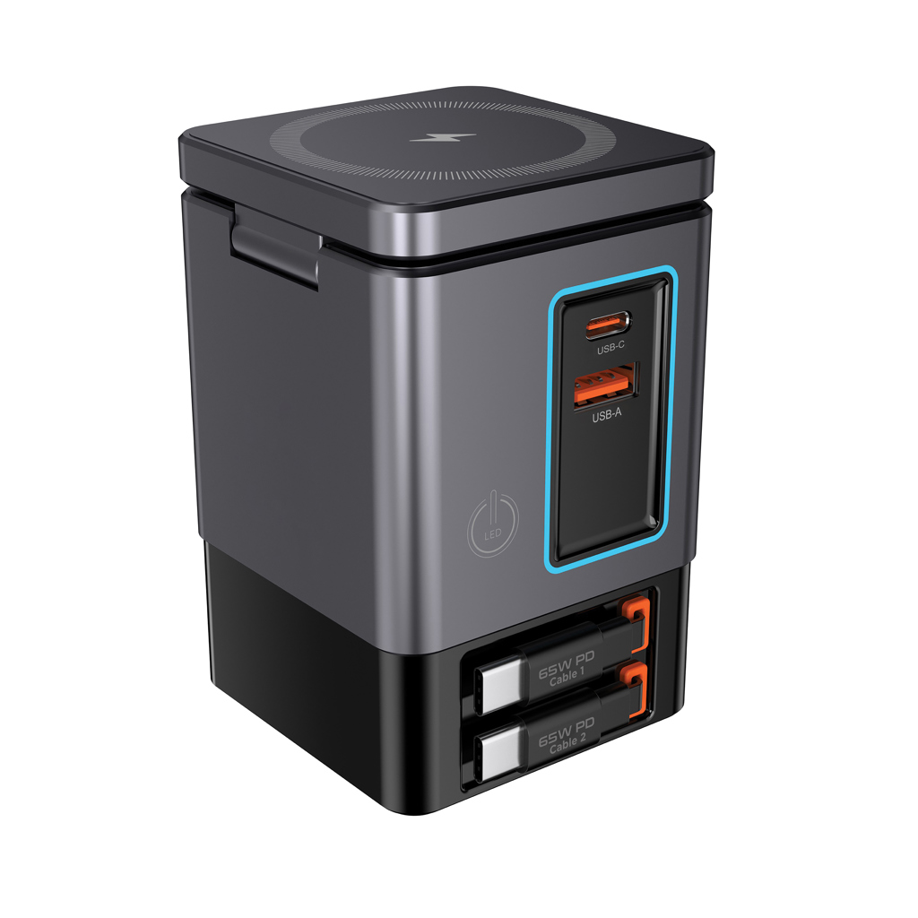 Kabelloses Ladegerät, Ladegerät, USB-C, USB-A, Stromversorgung, Ladegerät, USB-C, USB-A, Kabelloser Lader, Stromversorgung, Ladegerät, USB-C, USB-A, PD, Induktives Laden