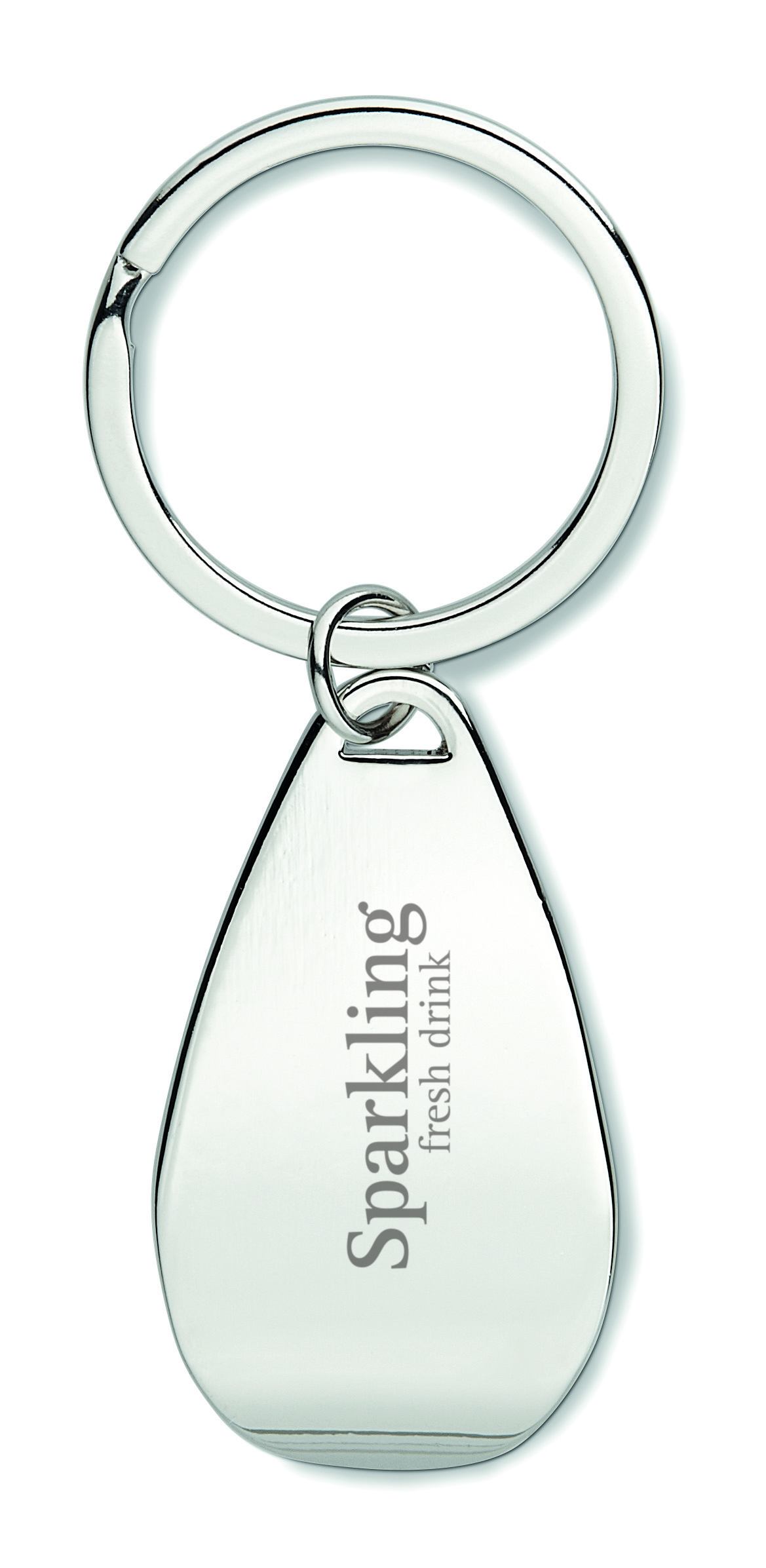 Schlüsselanhänger, Metall, silber, Tröpfchenform, Sparkling fresh drink