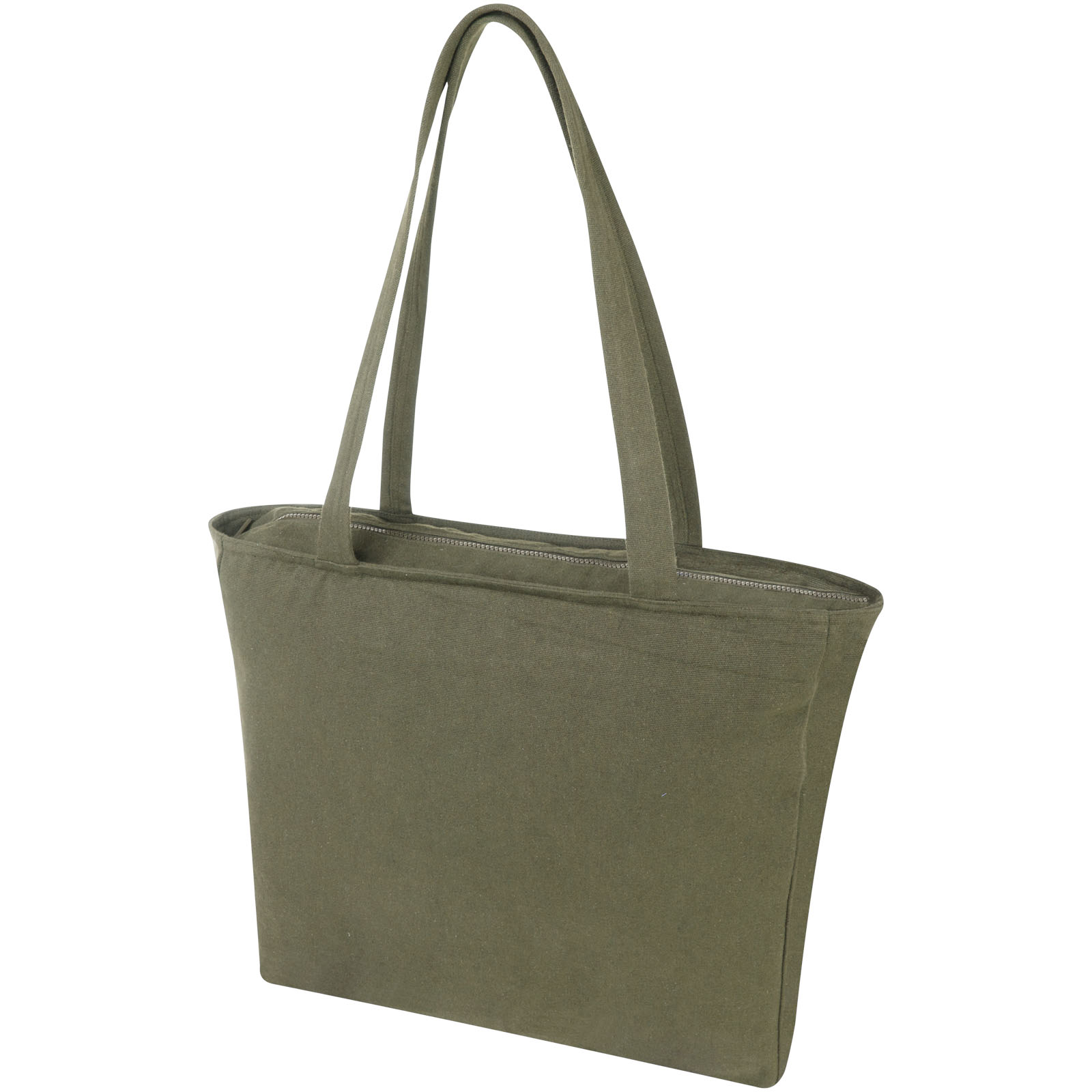 Tote, Tasche, Olivgrün, Canvas, Reißverschluss